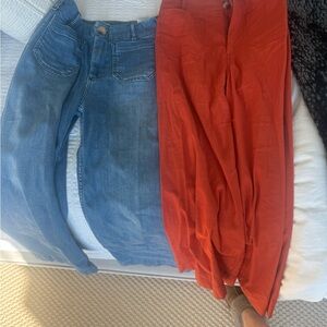 Maeve Blue and Orange Straight Leg Jeans